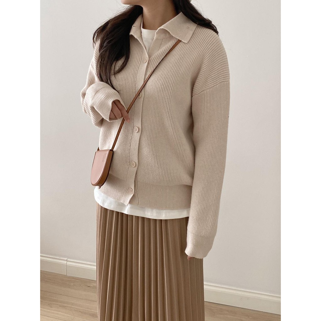 A0064 _Áo cardigan len cổ bẻ vân dọc | BigBuy360 - bigbuy360.vn