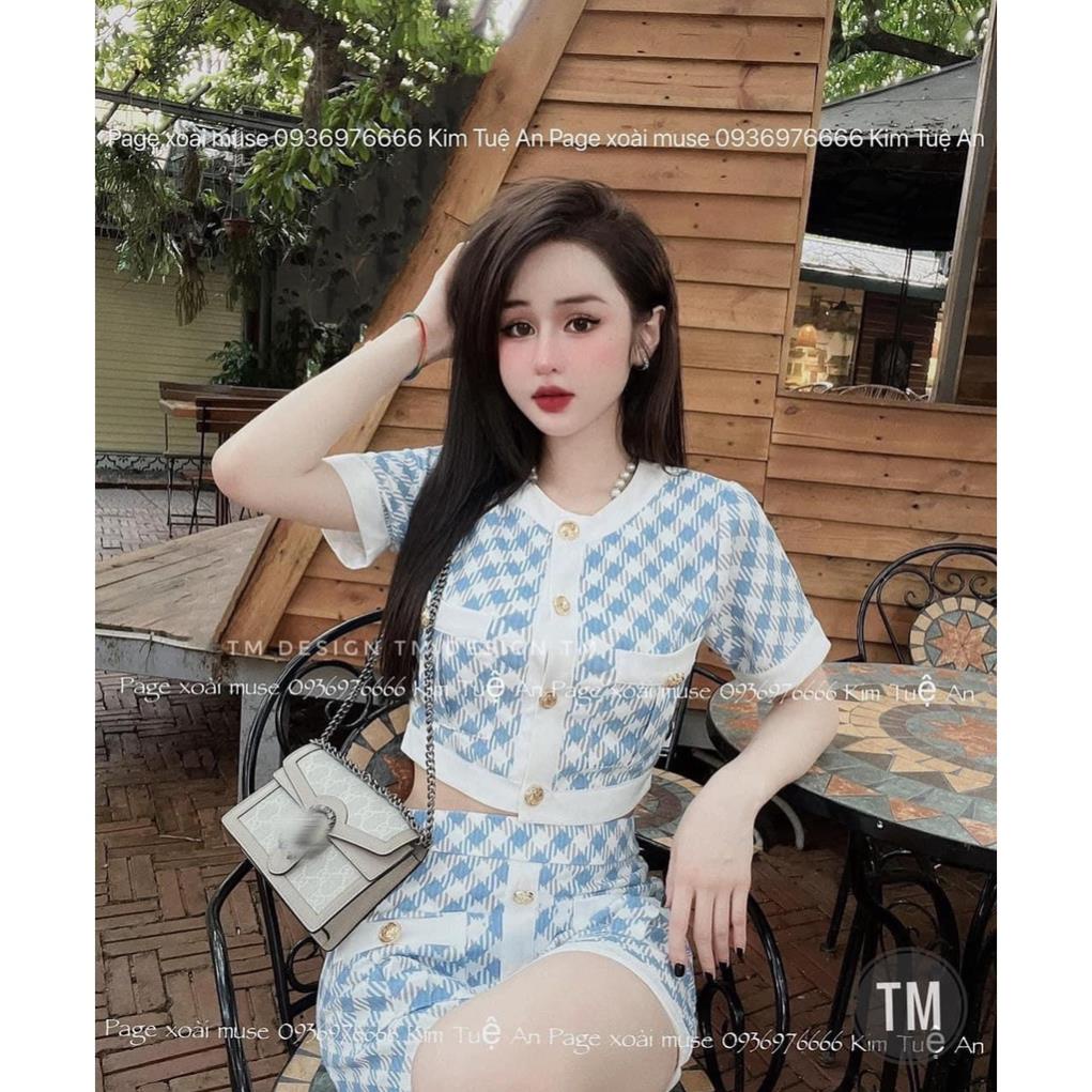 [ 𝐅𝐑𝐄𝐄 𝐒𝐇𝐈𝐏 ]  SÉT HỌA TIẾT KẺ NGẮN TAY MIX  CHÂN VÁY CÚC ĐỒNG