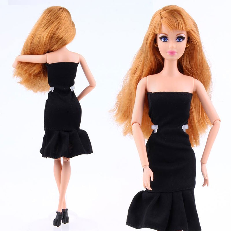 Đầm cưới đen 30cm cho búp bê