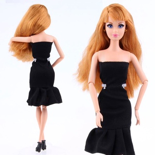 Đầm cưới đen 30cm cho búp bê
