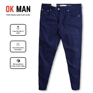 Quần kaki nam giả jean form slimfit cao cấp 3 màu co giãn thoải mái OkMan
