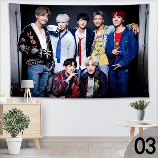 Thảm treo tường trang trí in hình nhóm nhạc bts 3d chất lượng cao