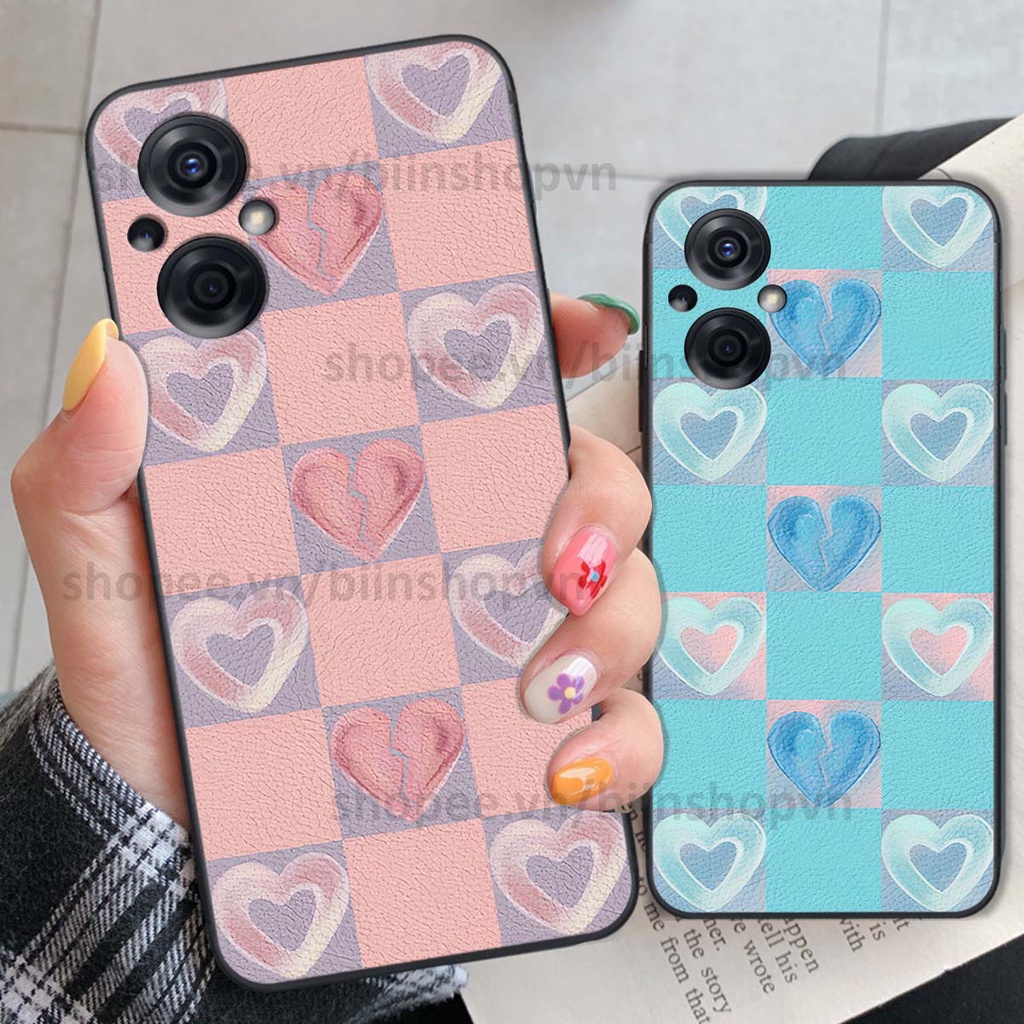 Ốp Oppo RENO 8Z 5G caro trái tim nhiều màu sắc, đầy cá tính, khẳng định phong cách