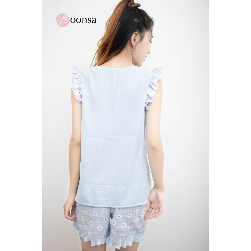 Đồ ngủ Cúc Trắng Xanh [Moonsa] [Tơ Linen] | BigBuy360 - bigbuy360.vn