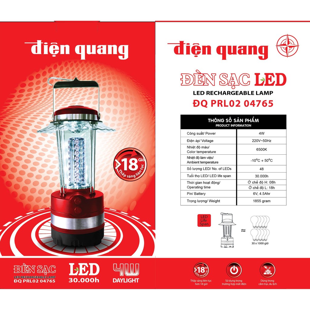 Đèn Sạc Led Điện Quang ĐQ PRL02 04765 (4w, Daylight, Cầm Tay )