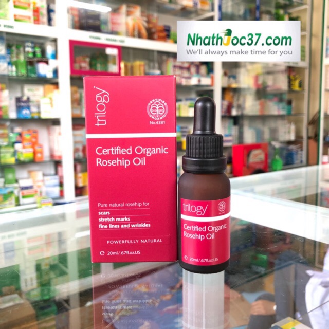 Trilogy Certified Organic rosehip oil - tinh dầu tầm xuân mờ thâm sẹo, sáng mịn da, làm mờ vết rạn da, giảm nếp nhăn