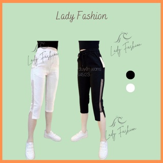Quần Ngố Pha Sọc Chất Đũi Lưới Lưng Cao Cạp Bo Chun Có Túi Phong Cách Năng Động Lady