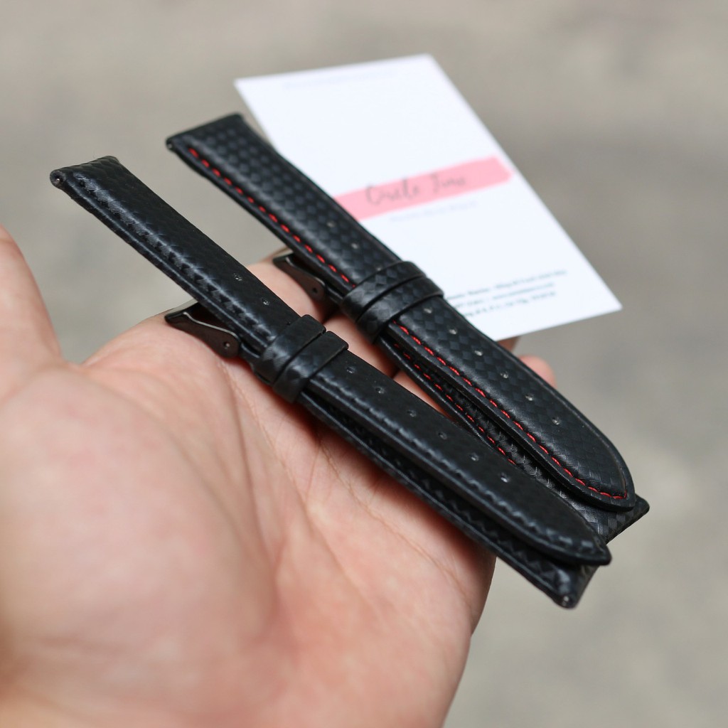 Dây đồng hồ vân Carbon chịu nước chốt thông minh size 20 và 22 - CT04