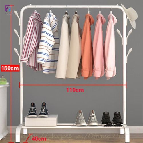 Kệ Treo Quần Áo Có Móc Treo Túi Sách Kèm Ngăn Để Giày Dép