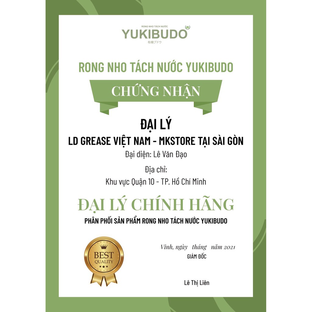 Rong nho tách nước Yukibudo tiêu chuẩn Organic Food cực ngon