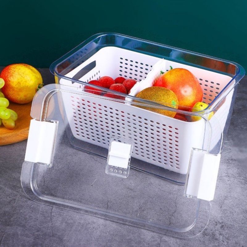 HỘP ĐỰNG RAU CỦ QUẢ ĐỂ TỦ LẠNH KÈM RỔ NẮP