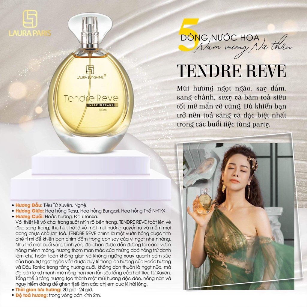 Nước hoa Laura Paris Sunshine Nhật Kim Anh, nước hoa nữ 03 Laura Paris - Tendre Reve 100ml