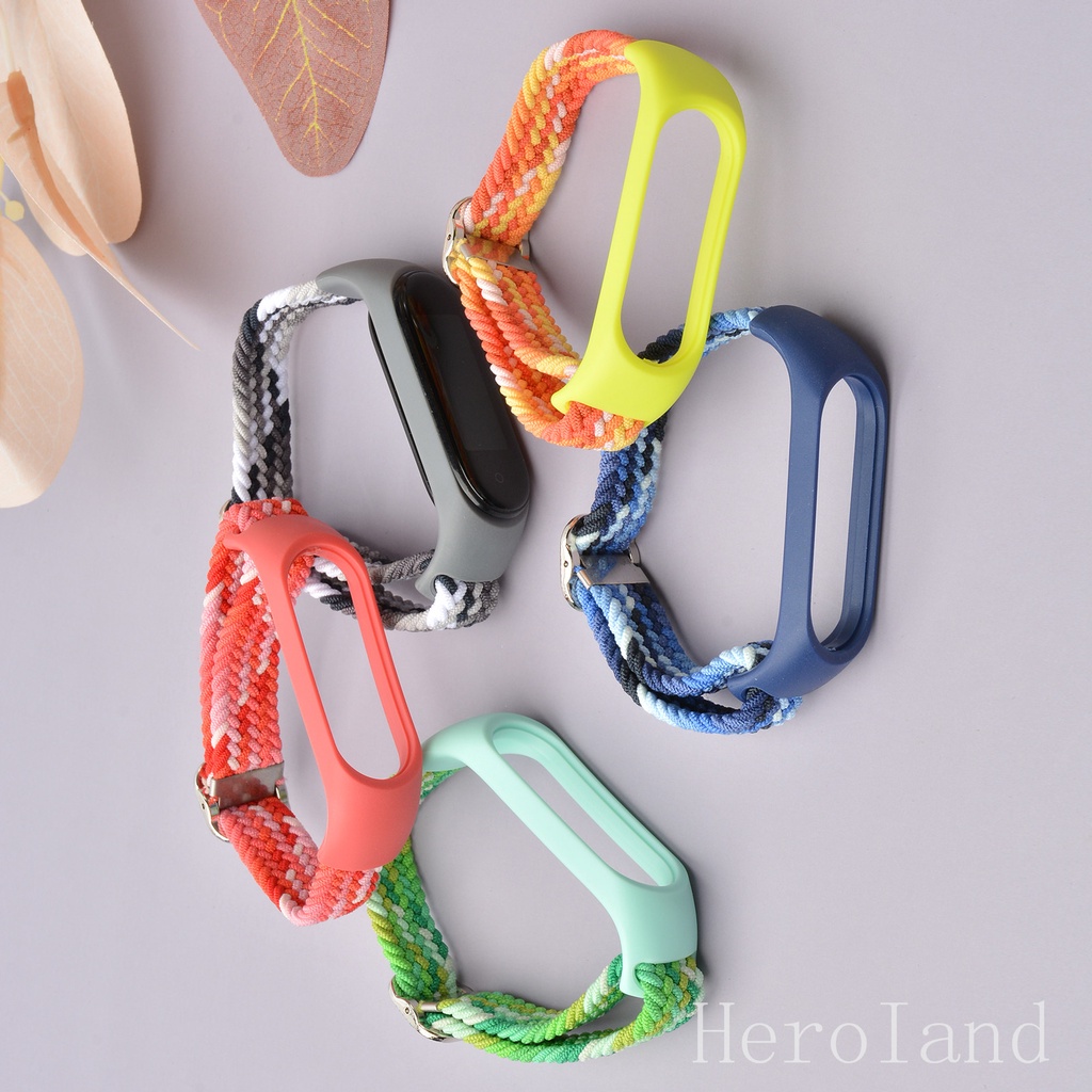 Dây Đeo Đồng Hồ Thông Minh Bằng Nylon Bện Co Giãn Cho Xiaomi mi band 7 6 5 Miband 5 6 7