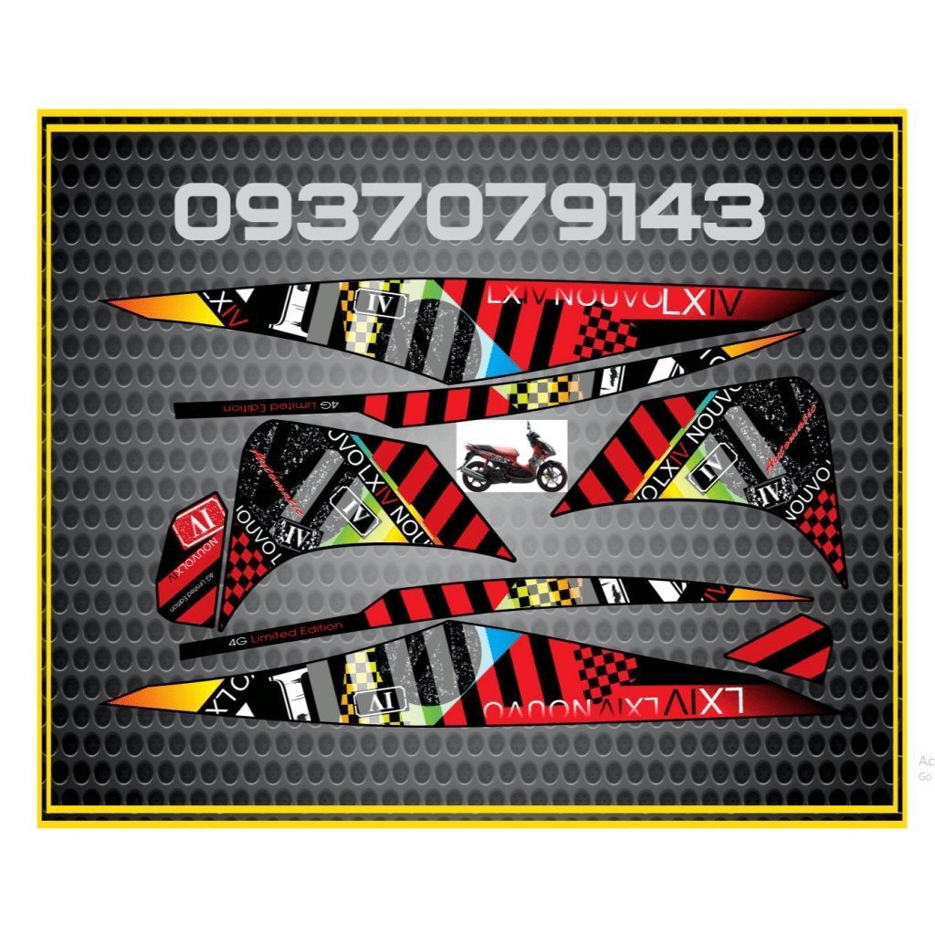 TEM XE NOUVO LX HOA VĂN ZIN ĐỎ ĐEN -- SHIN DECAL 2