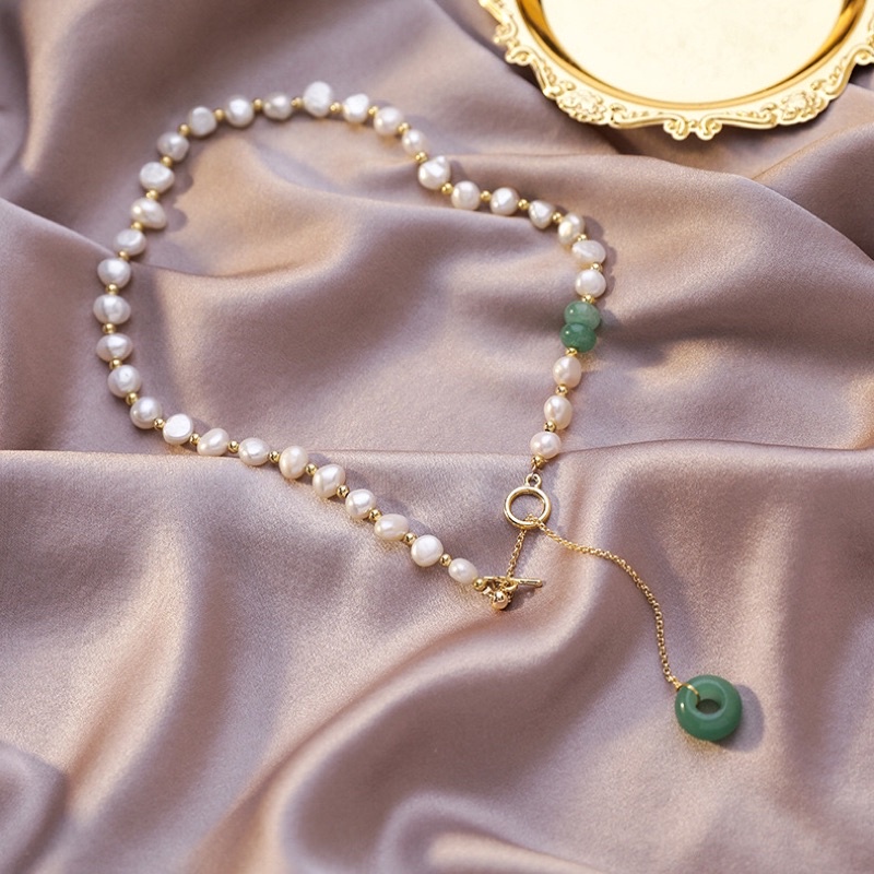 Vòng đeo cổ mix đá xanh sang trọng