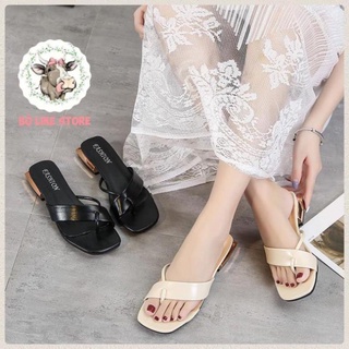 Sandal lê 2cm, sandal quai da mềm xỏ ngón, bò like store q127
