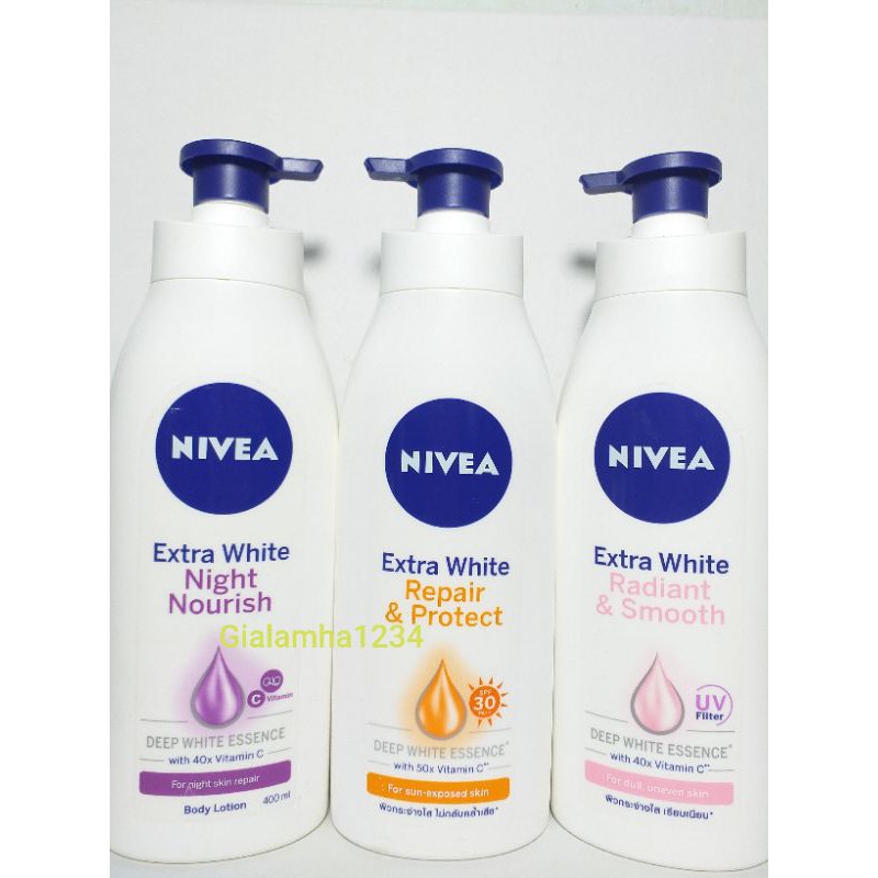 Sữa dưỡng thể trắng da nivea ban đêm(400ml)