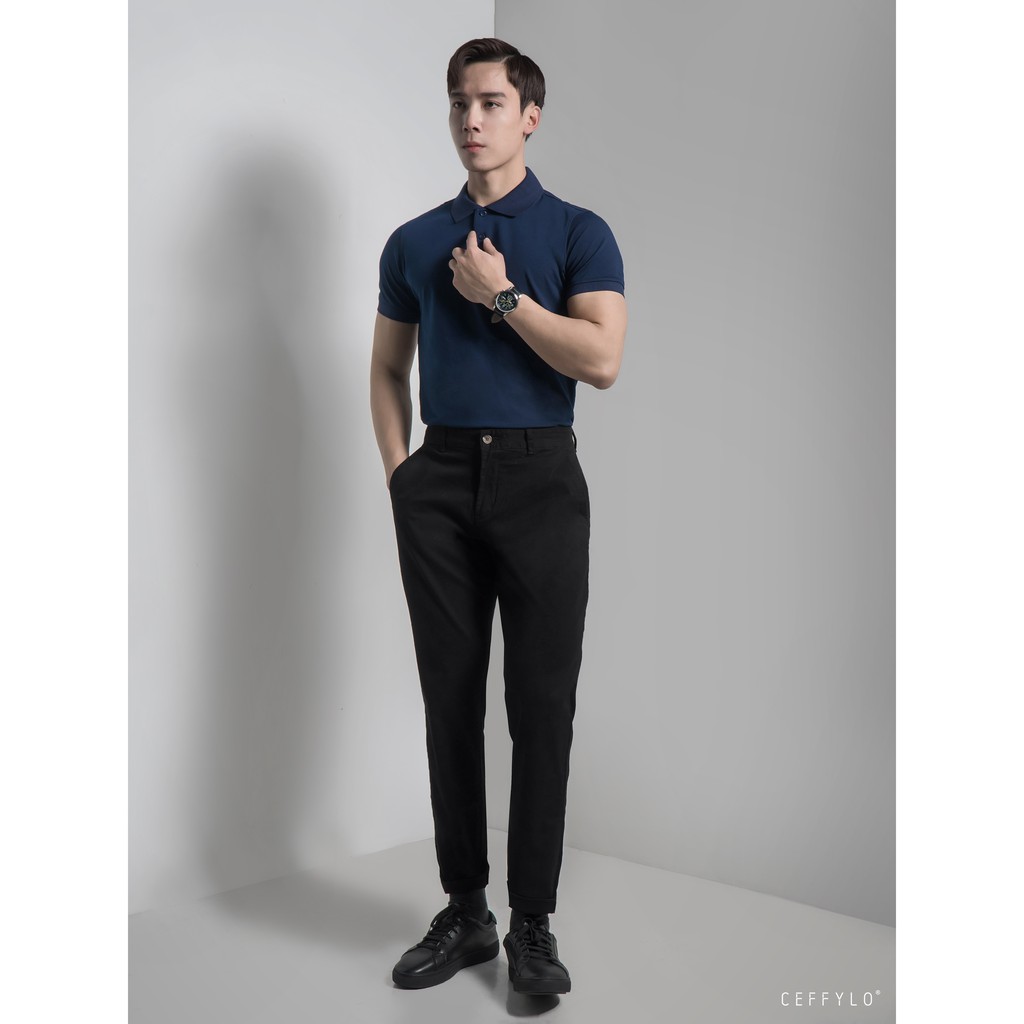 Áo Polo Xanh Navy Trơn Basic vải cotton mềm mịn CEFFYLO