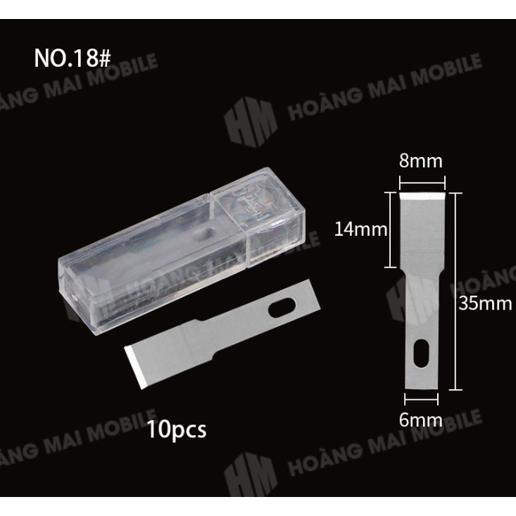 Lưỡi dao số 18 đầu bằng cạo keo, cậy lưng kính iP(1 túi = 10 chiếc)