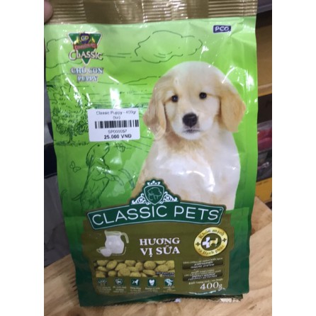 Thức ăn khô dành cho chó con vị sữa CLASSIC PETS 400g