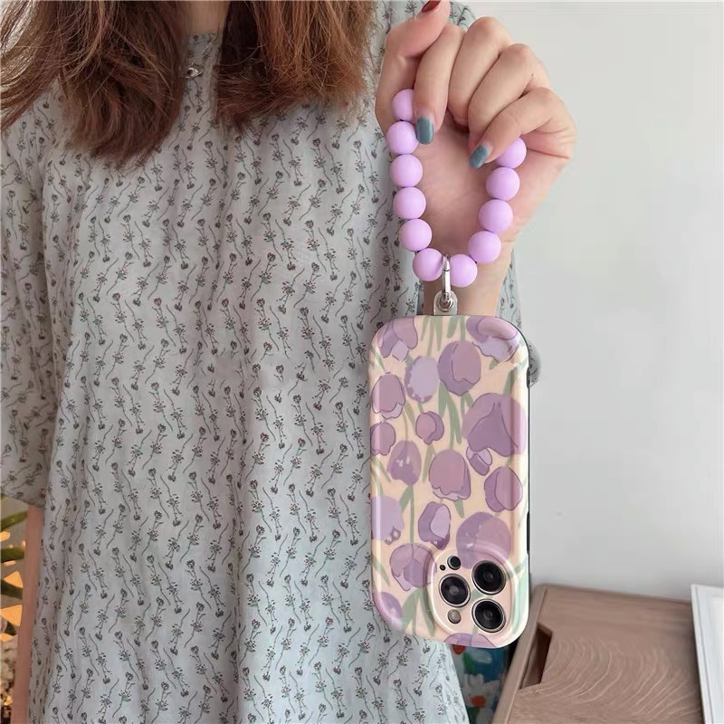Ốp Điện Thoại tpu Họa Tiết Hoa tulip Tím Hoạt Hình Cho iphone 13 pro max ins12 pro max x/xs max11 pro max xsmax