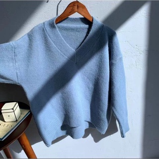 Áo len nữ cổ tim form rộng len mềm mại style vintage Hàn Quốc nhẹ nhàng .