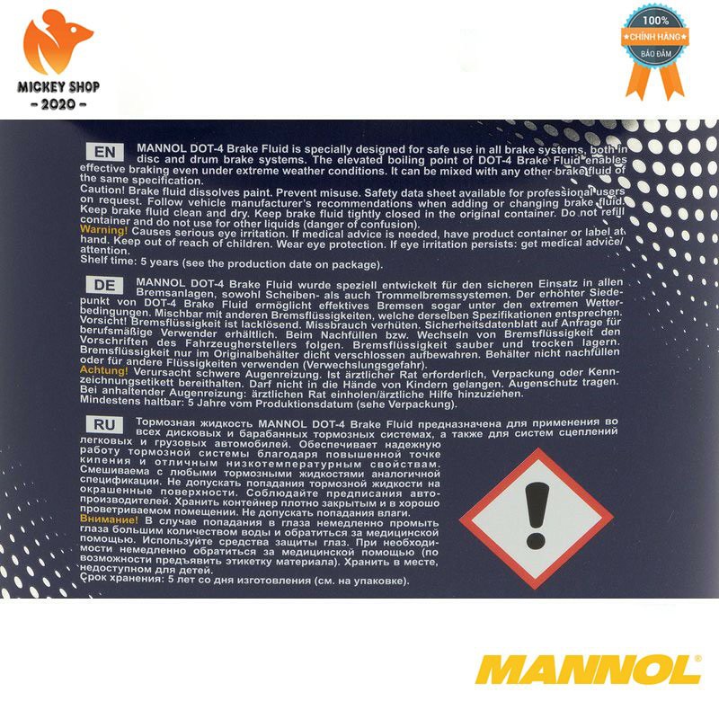 [Pro] Dầu Phanh MANNOL Dot-4 Brake Fluid 3002-05ME 500ML – Hàng Chính Hãng – Mickey2020shop