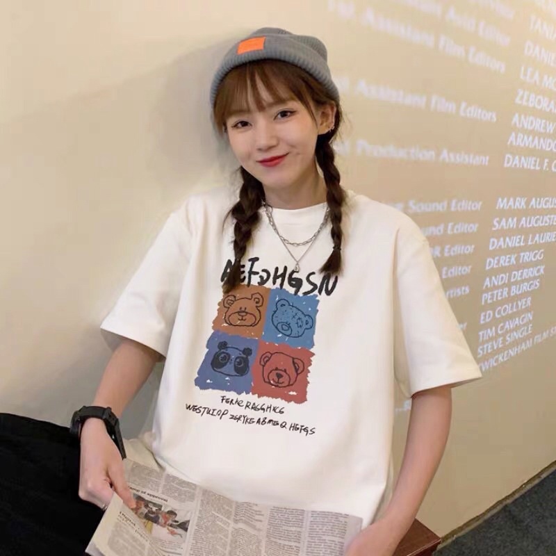 Áo thun tay lỡ unisex thỏ rabbit freesize form rộng