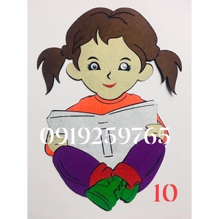 Tranh nỉ - Tranh góc mầm non - góc thư viện