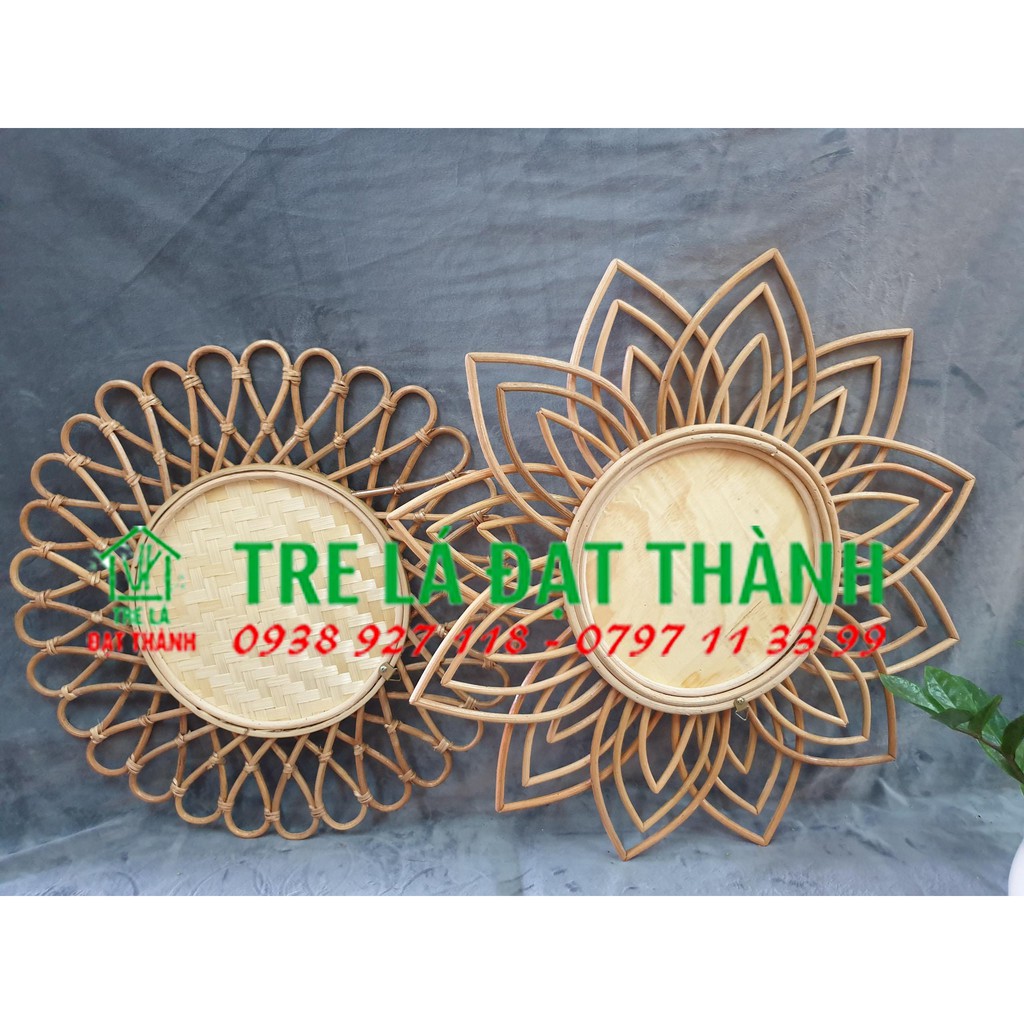 Gương mây tre đan treo tường trang trí phòng khách, phòng ngủ