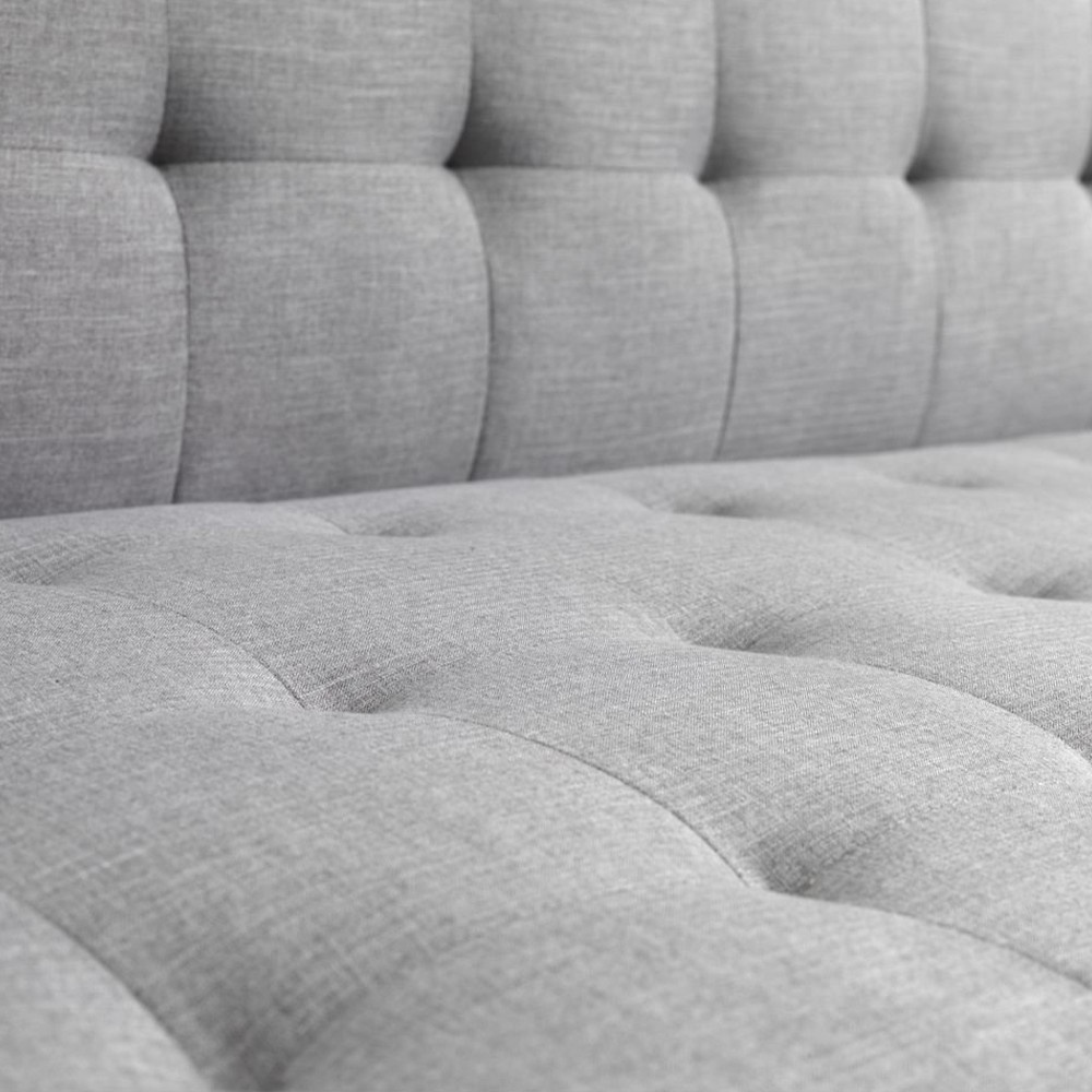 Sofa giường | JYSK Falslev | bọc vải polyester xám/chân gỗ tự nhiên | R209xS85/107xC81cm
