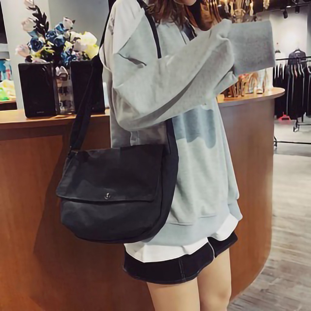 Túi tote đeo chéo vải bố CANVAS thời trang phong cách unisex nam nữ có túi con AH1475-6D7