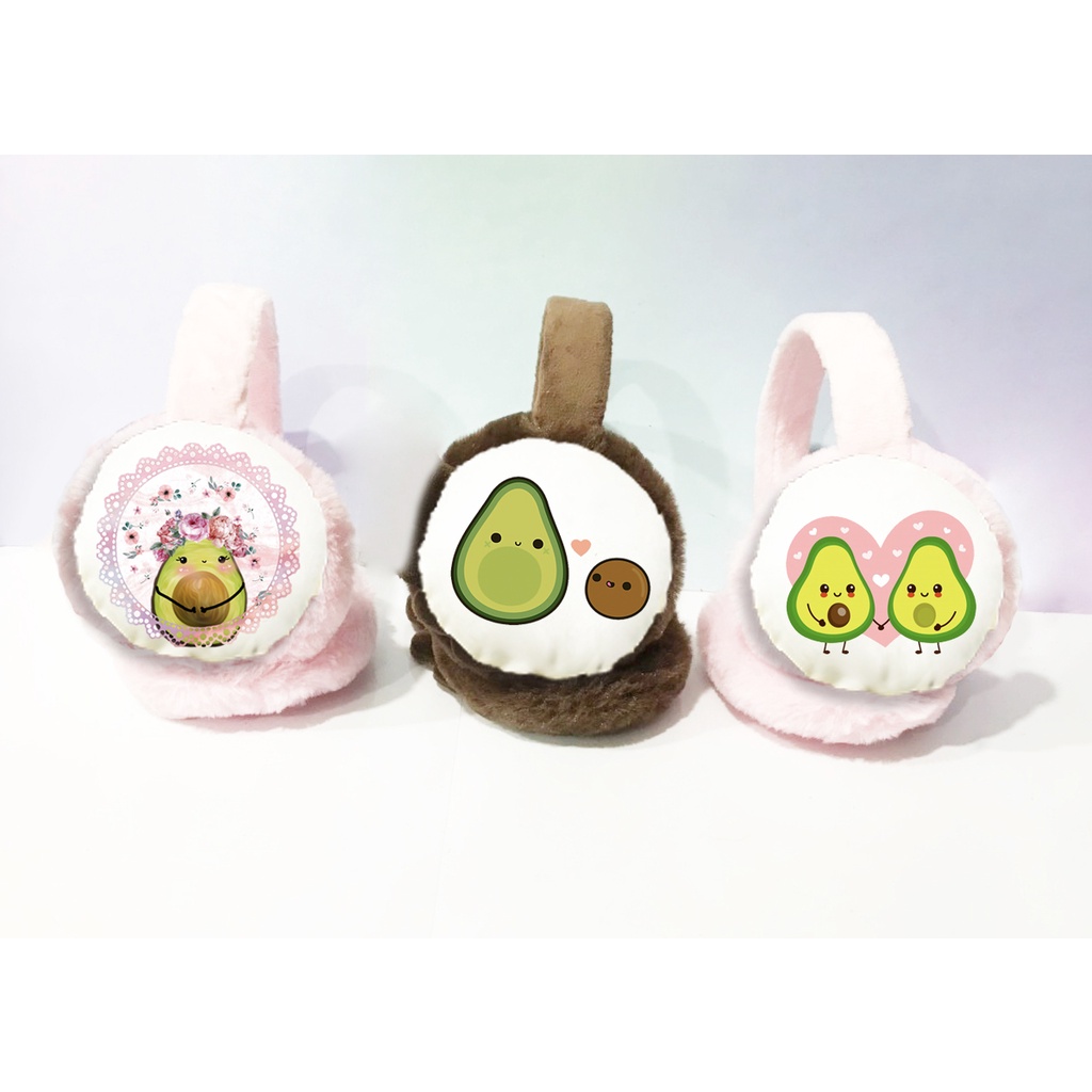 bịt tai lông quả bơ BTL17 Bịt tai ấm mùa đông dễ thương  avocado cute hoạt hình