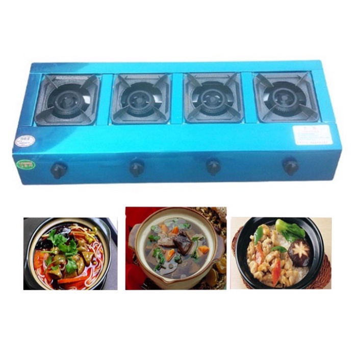 Bếp gas 4 lò 4 cửa inox -bếp bò né - bếp mỳ cay - bếp khò 4 lò 4 cửa để bàn