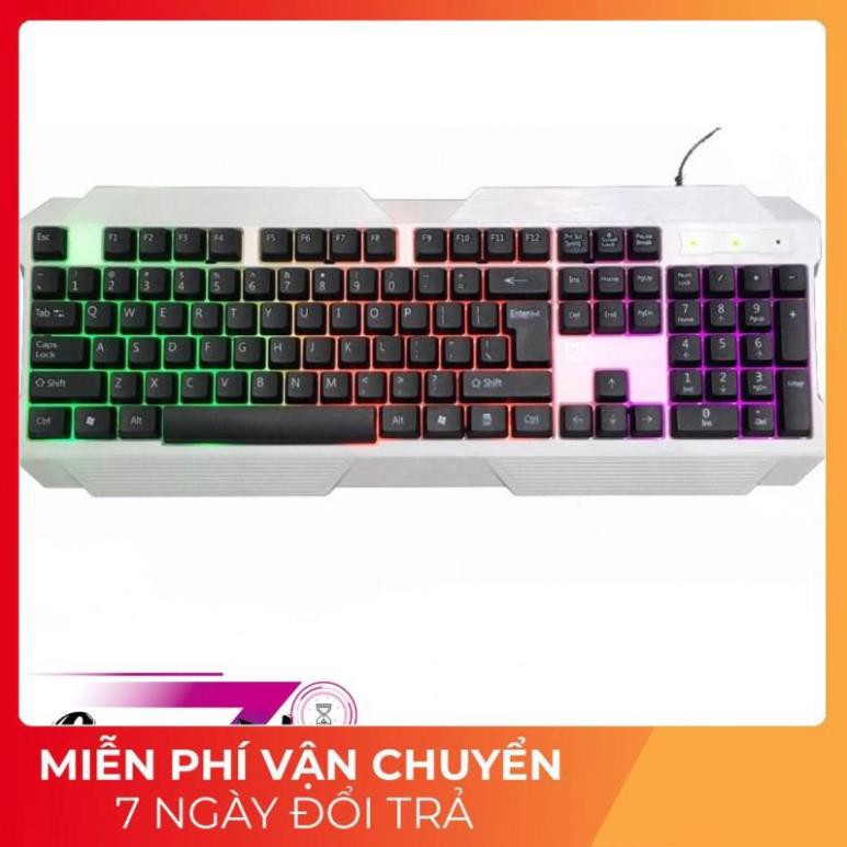 Bàn phím giả cơ màu trắng R8 1823 LED 7 Màu
