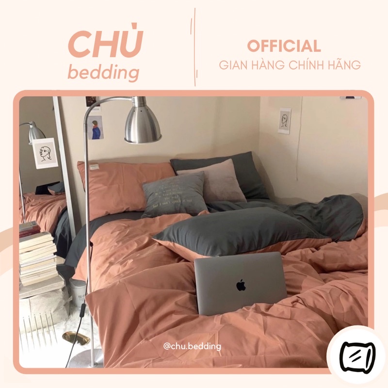 Bộ chăn ga gối cotton đũi: cam ghi | BigBuy360 - bigbuy360.vn