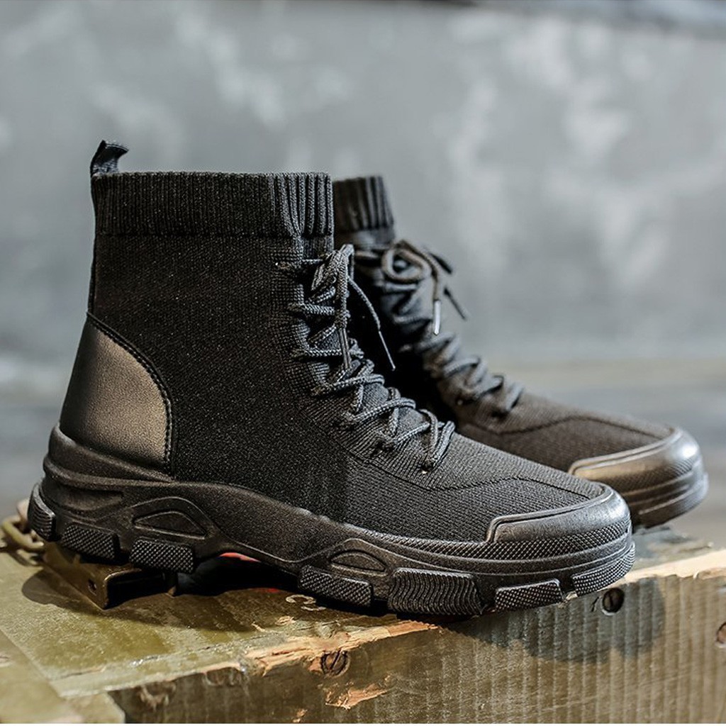 Giày Boots Nữ BUXINO27 Boots Nữ Cổ Cao Phối Thun Co Dãn Ôm Chân Phong Cách Đường Phố Chính Hãng BUXINO Size ( 36 - 39)