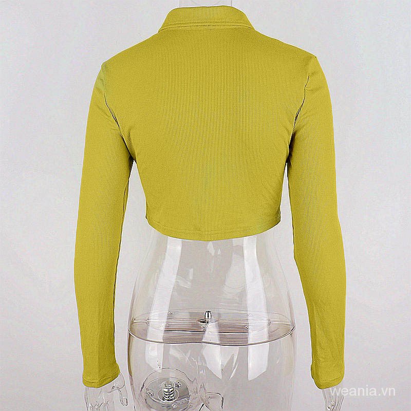 Áo sơ mi dài tay cổ bẻ phối nút thời trang dành cho nữ