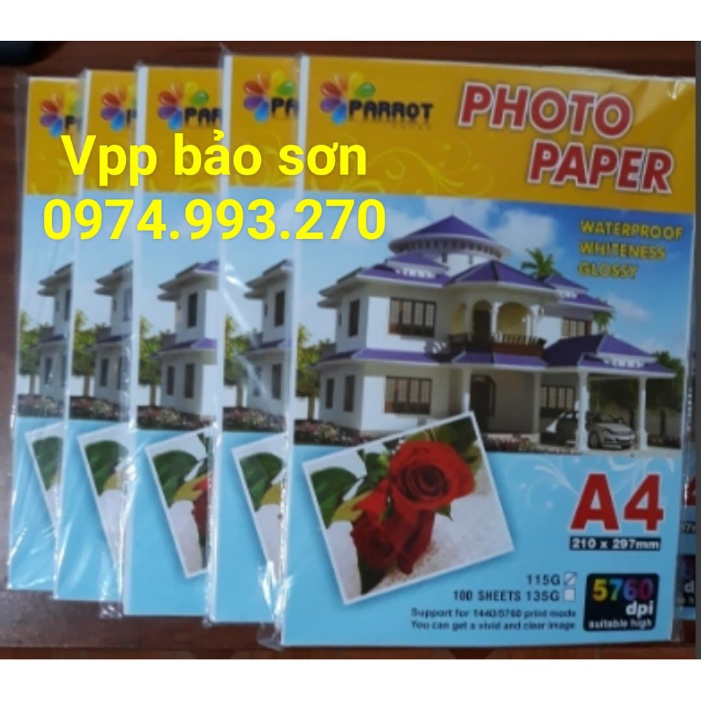 Giấy in ảnh A4 1 mặt bóng 115gsm (100 tờ/xấp)