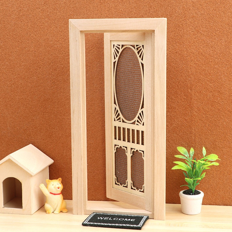 Mô Hình Cửa Ra Vào Chạm Khắc Độc Đáo Trang Trí Nhà Búp Bê 1 / 12