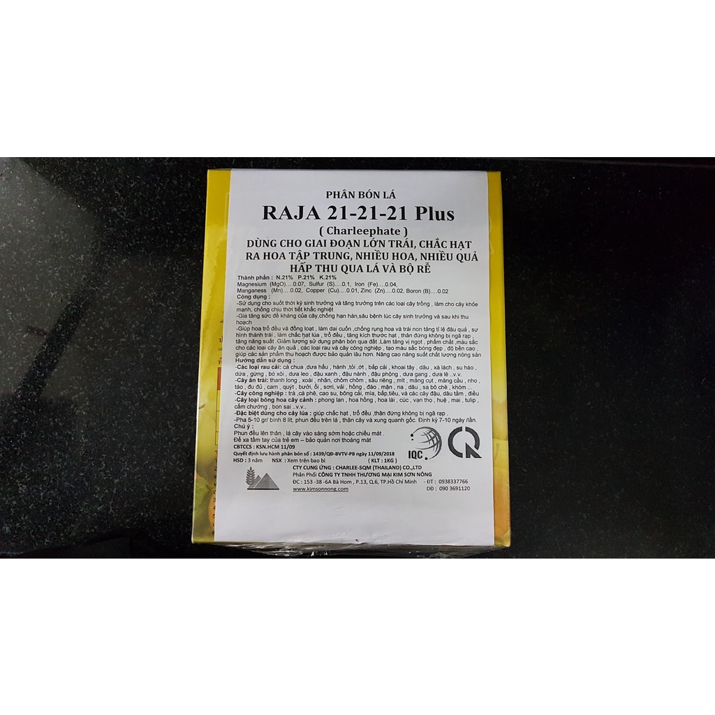 Phân bón lá Thái Lan NPK Raja 21-21-21 plus hộp 1kg