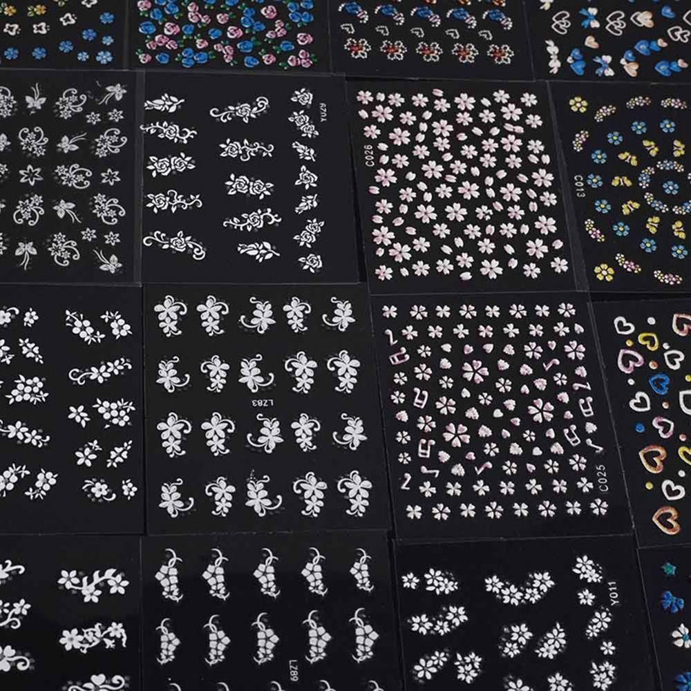 Miếng Dán Trang Trí Móng Tay Họa Tiết Hoa 3D Nhiều Màu Sắc