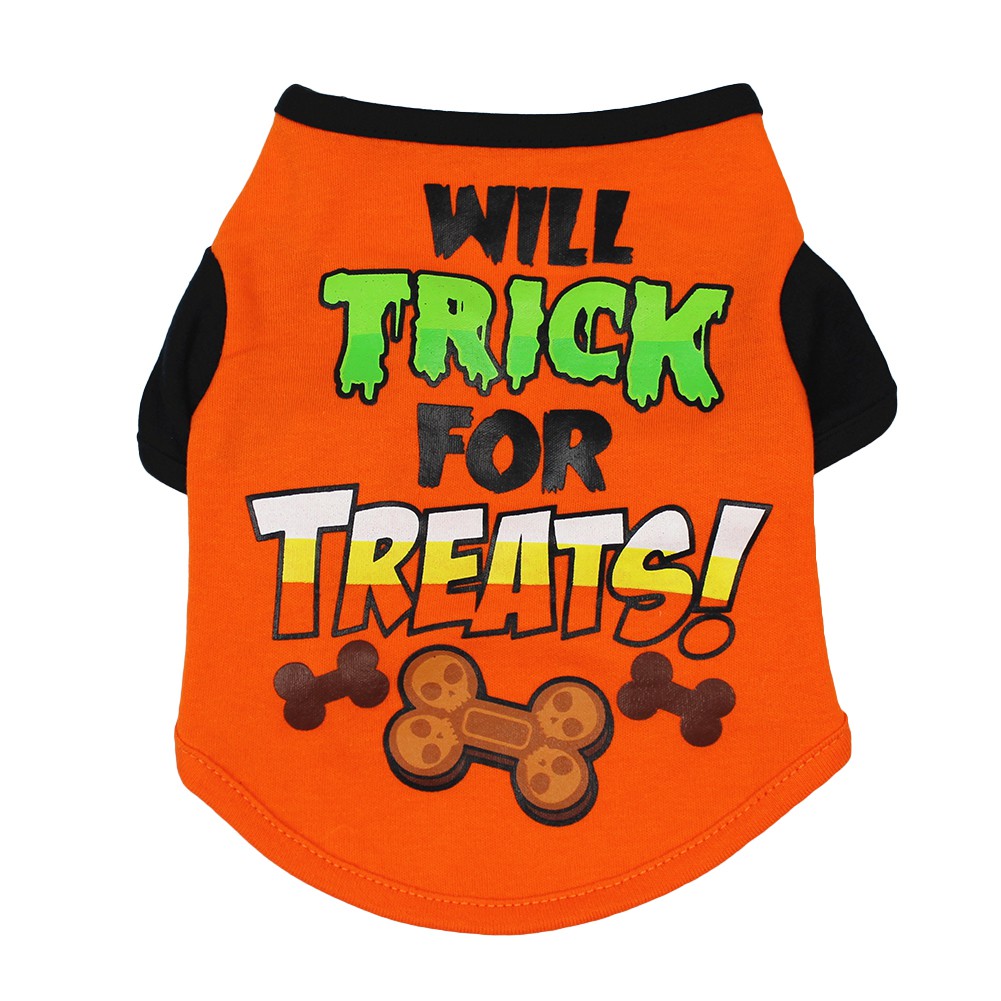 Áo tay ngắn họa tiết cục xương halloween  thời trang cho thú cưng dễ thương