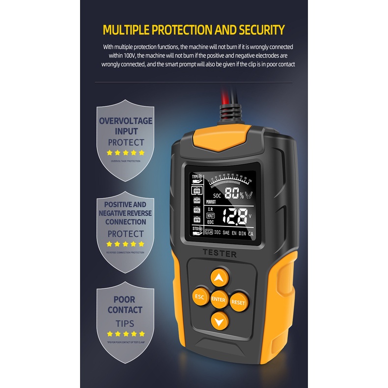 Thiết Bị Kiểm Tra Ắc Quy Xe Hơi 12V 24V Màn Hình LCD Chuyên Dụng