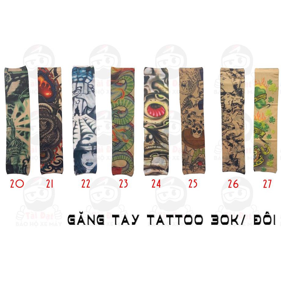 [CẶP] Găng tay đi nắng hình xăm Tattoo