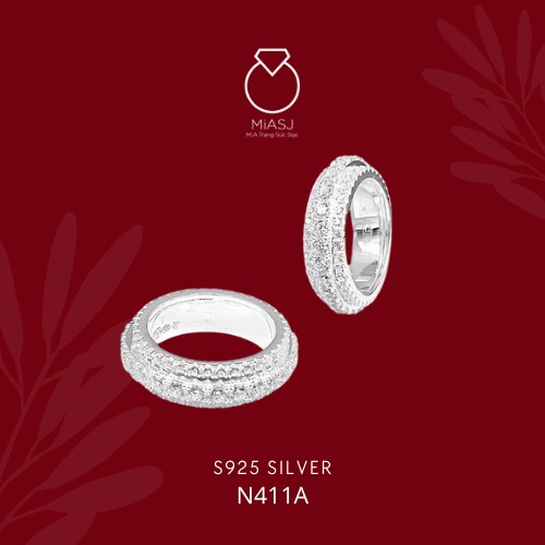 Nhẫn nữ bạc Ý S925 MiASJ thân ghép 3 nạm đá cao cấp N411A