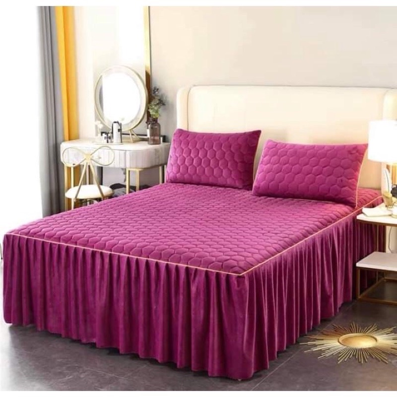 SÉT GA GỐI NỈ PHỦ TRẦN TRÁM MẪU MỚI 2021