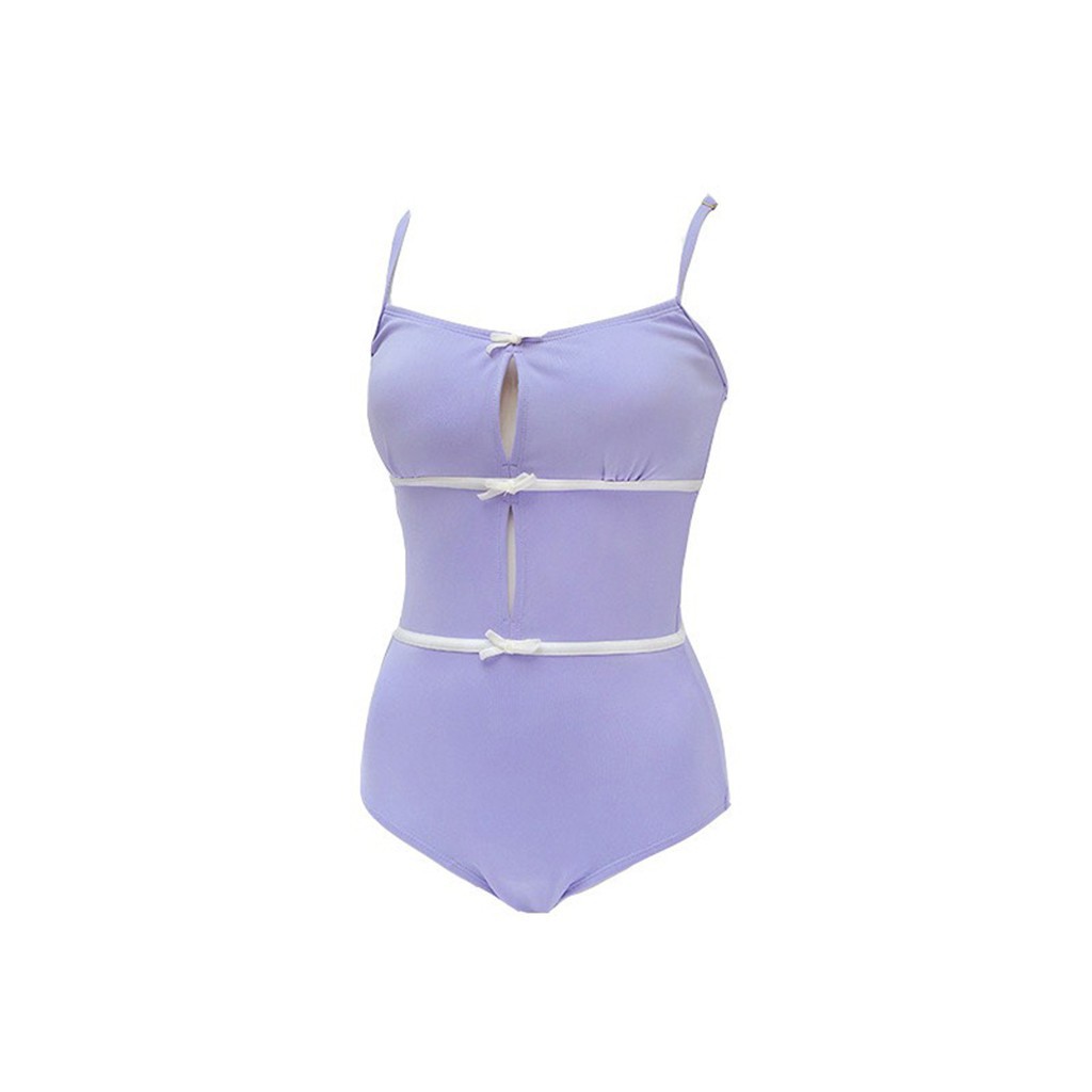 Bikini Đồ Bơi Hàn Quốc Cao Cấp Một Mảnh Tím Pastel Dễ Thương Chất Thun Lạnh Dày Dặn Co Giãn 4 Chiều Che Khuyết Điểm ་