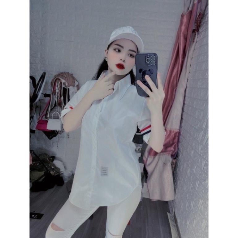 Áo Sơ Mi THOM Tay Ngắn Dáng Rộng Thiết Kế Mới Thời Trang Mùa Hè Phong Cách Hàn Quốc Trẻ Trung Cho Nữ