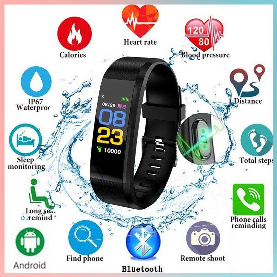 【giao hàng hôm nay>>>115 Plus Sport Fitness Tracker Watch Waterproof Heart Rate Activity Monitor Durable Practical Smart Watch